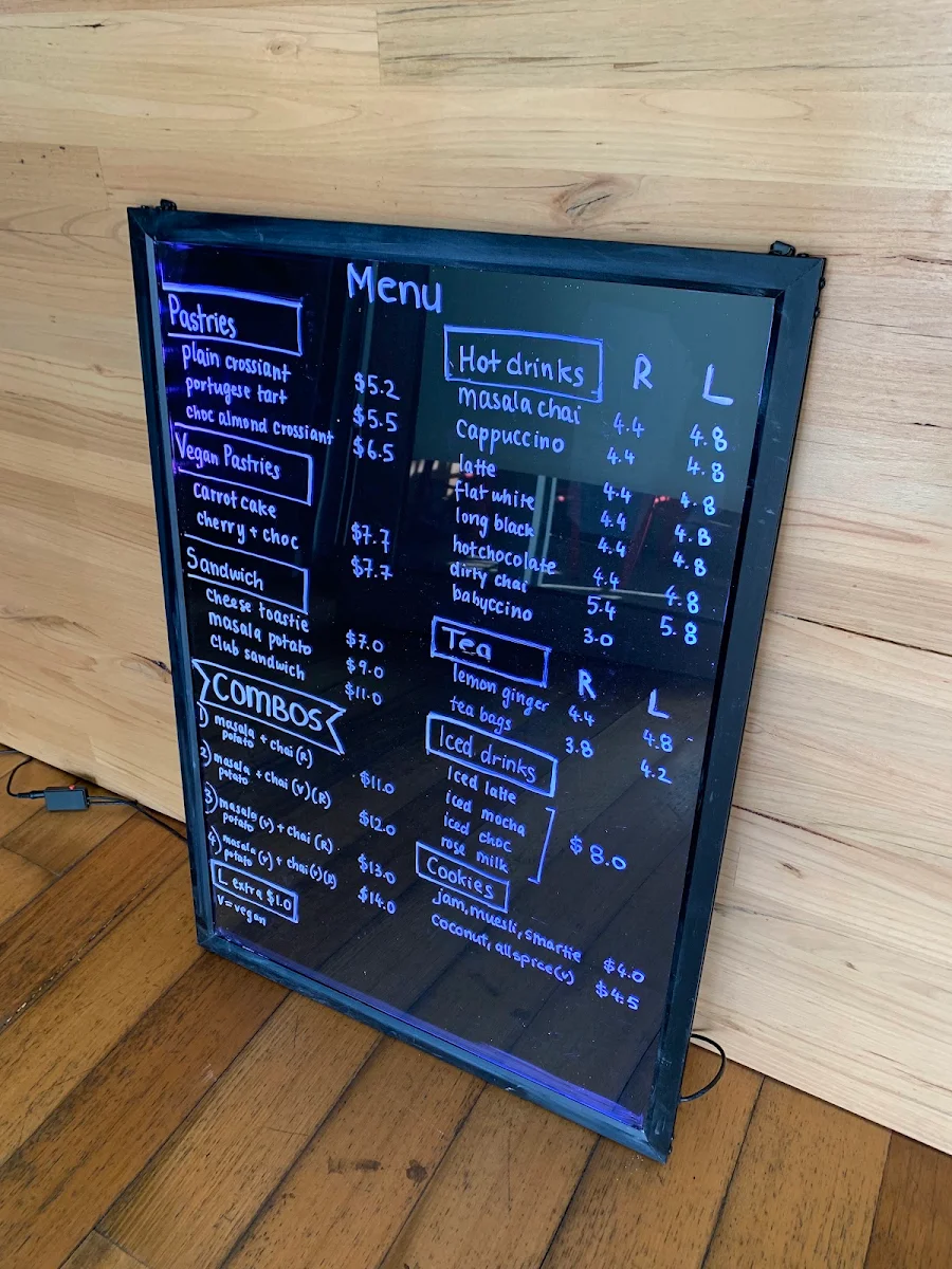 Menu, Masala Chai Cafe