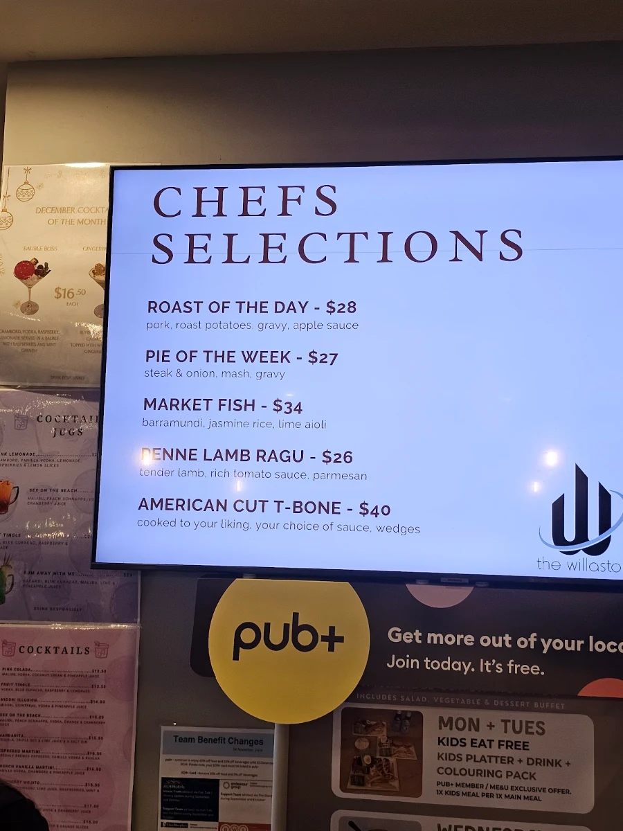 Menu, Willaston Hotel