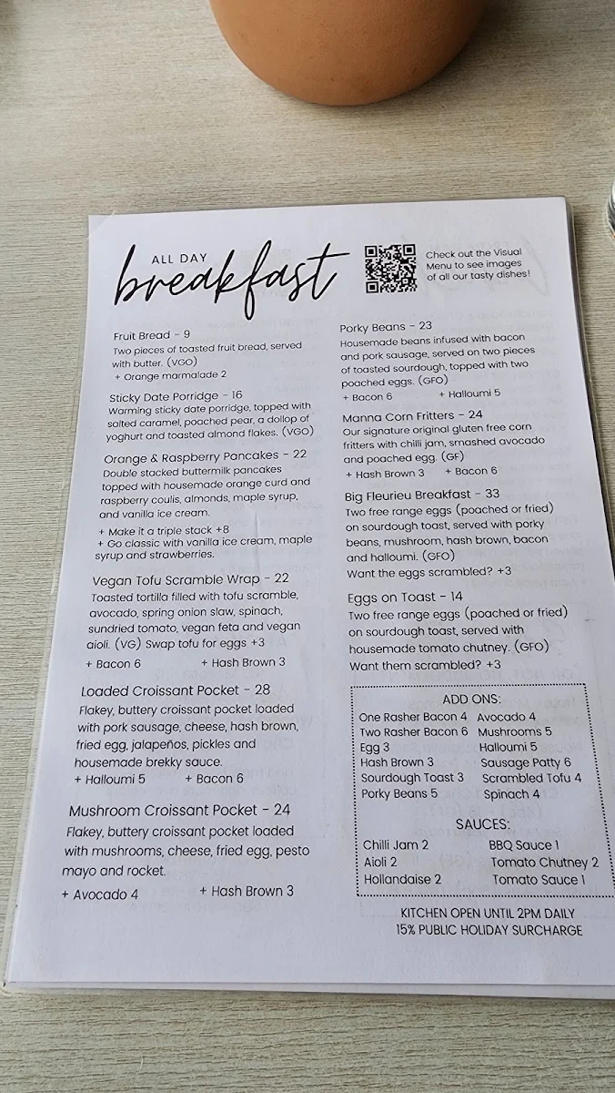 Menu, Manna McLaren Vale