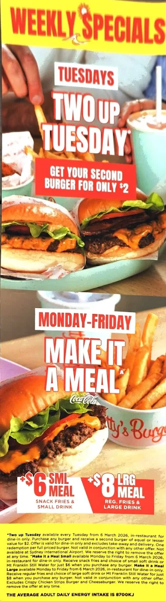 Menu, Betty's Burgers Harbour Town