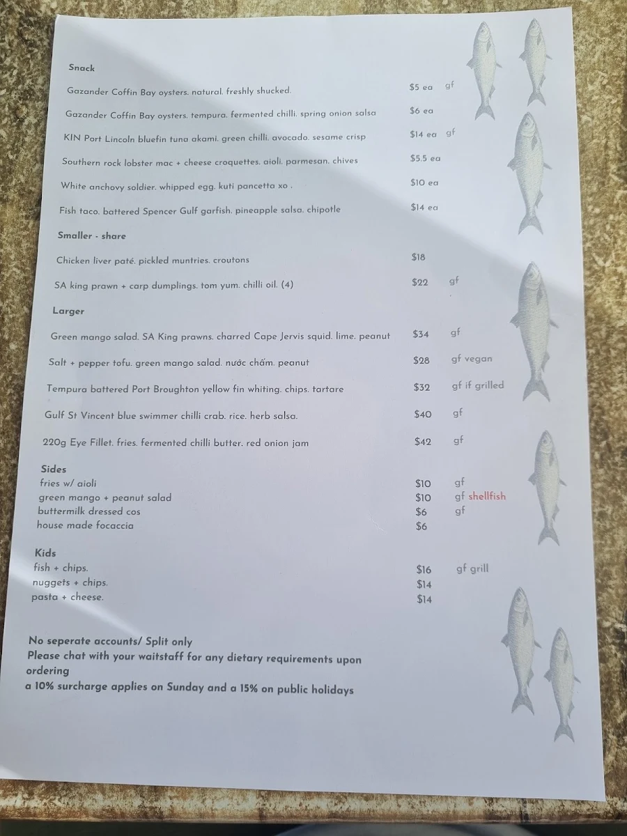 Menu, Kuti Shack