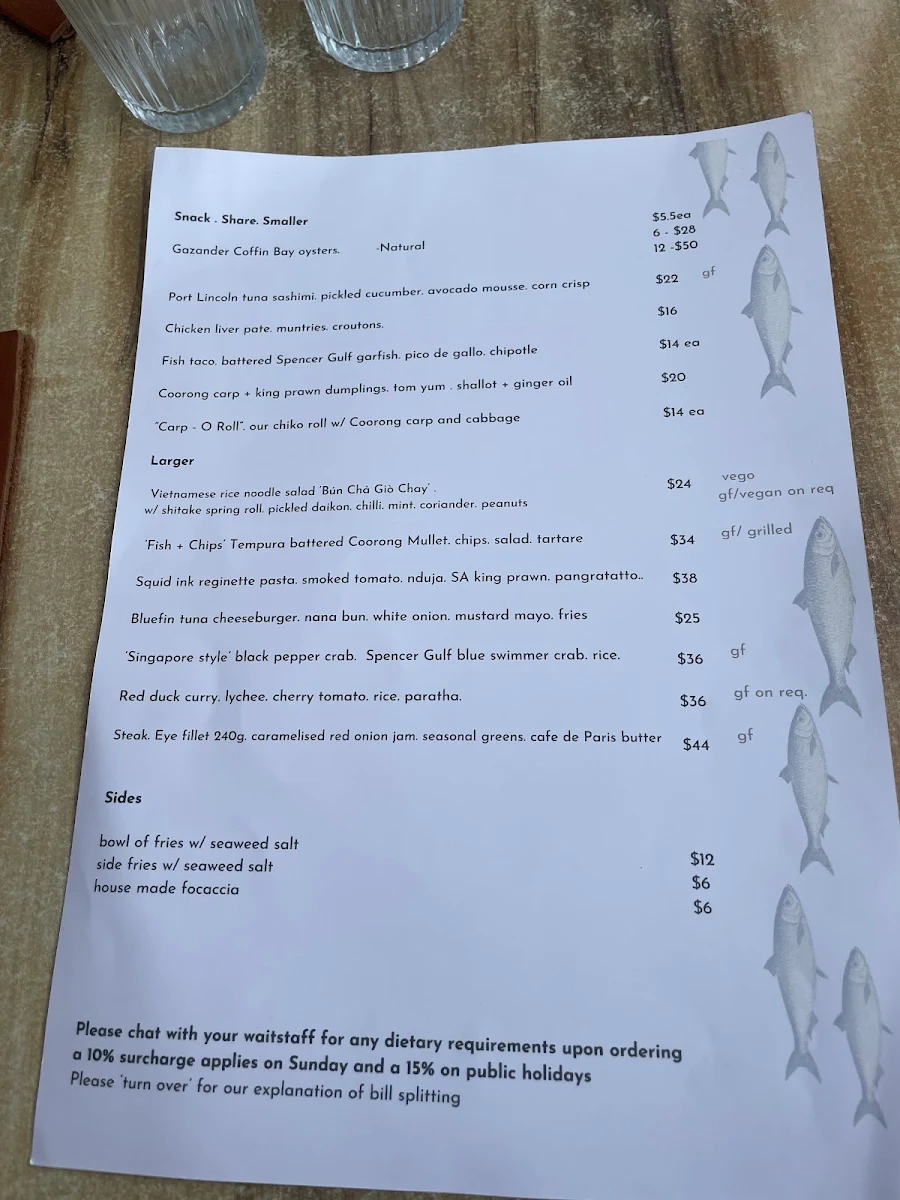 Menu, Kuti Shack