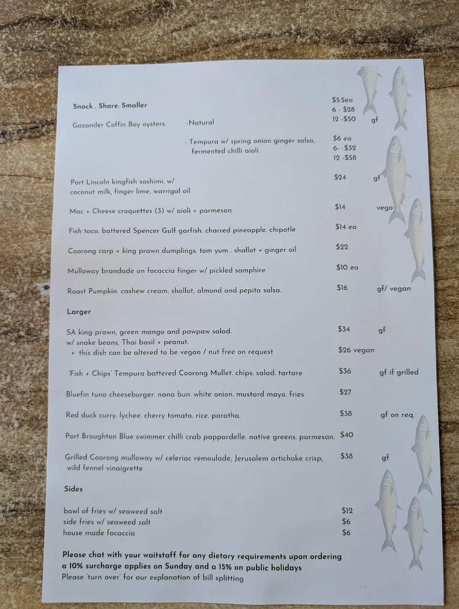 Menu, Kuti Shack