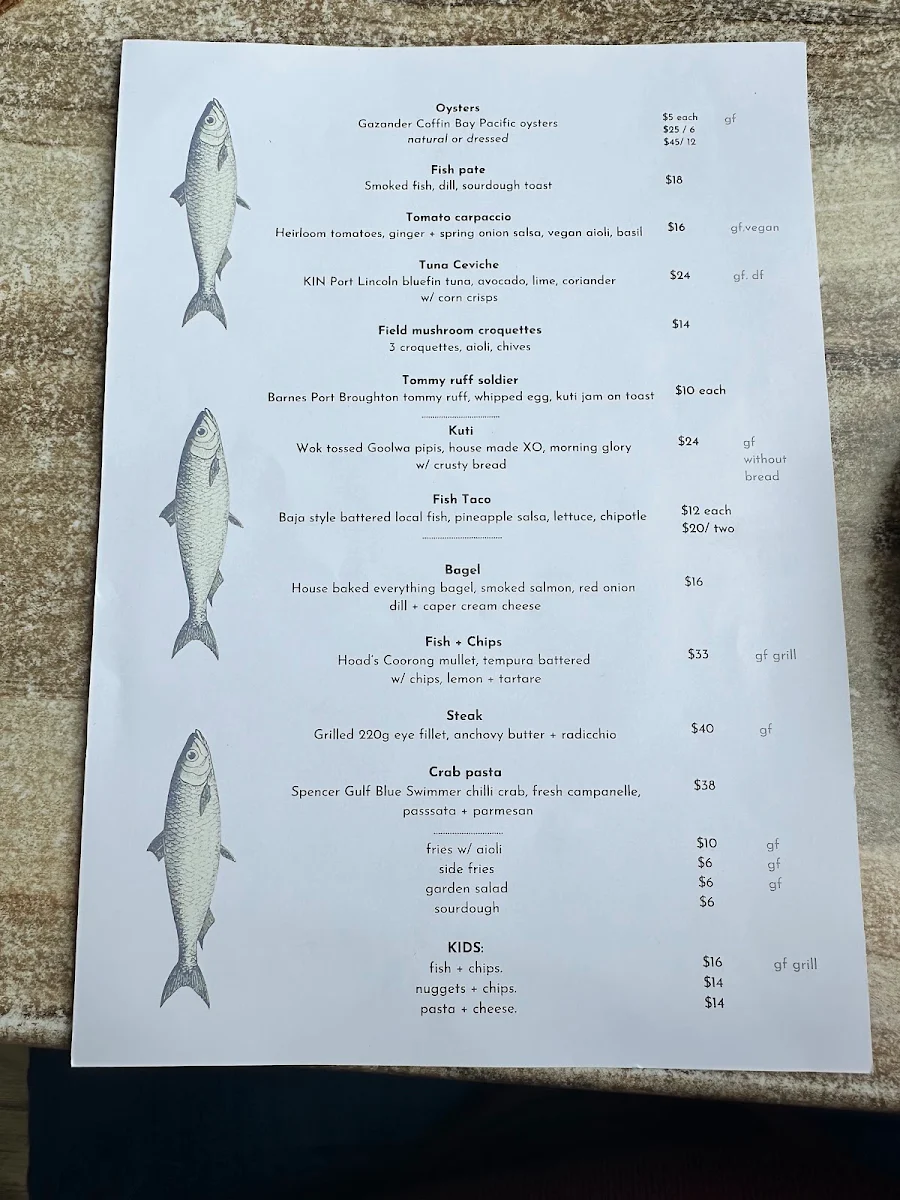 Menu, Kuti Shack