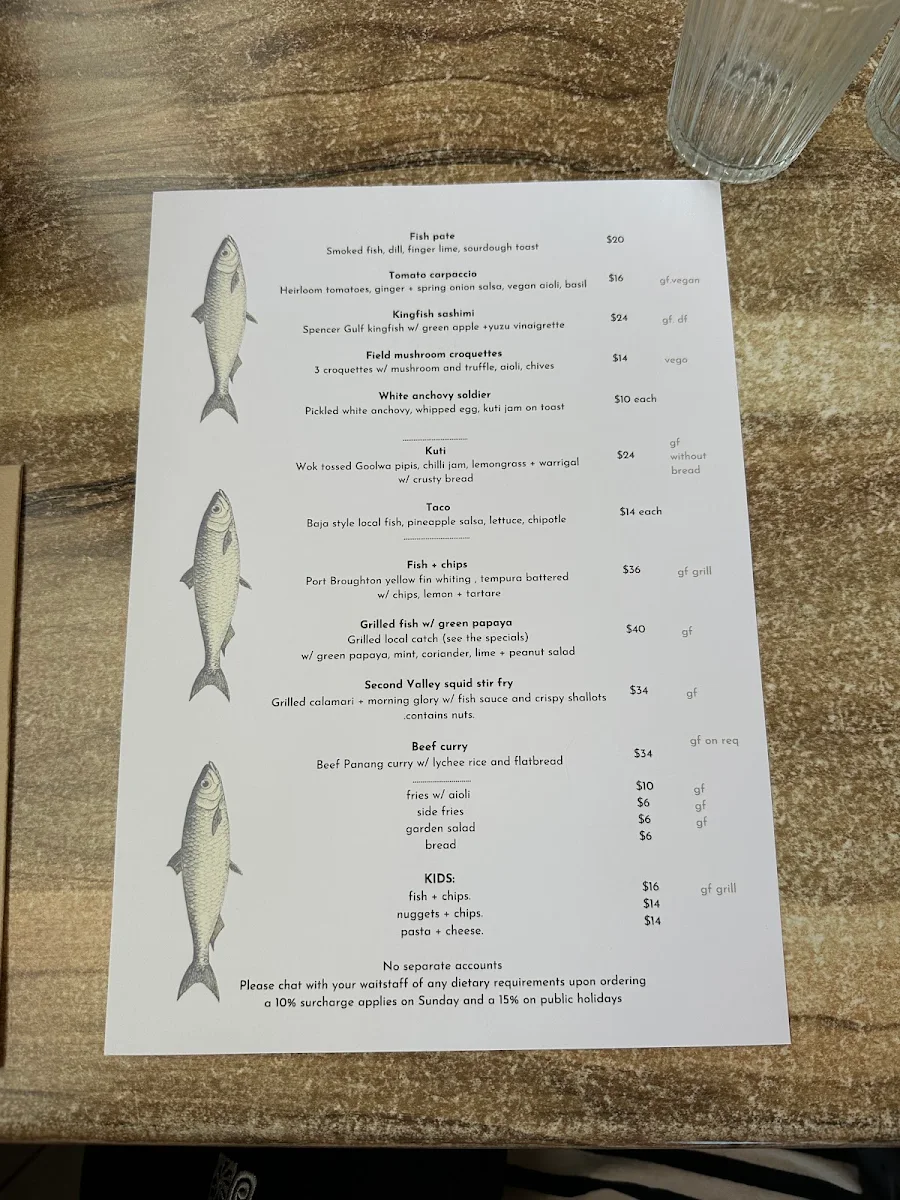 Menu, Kuti Shack