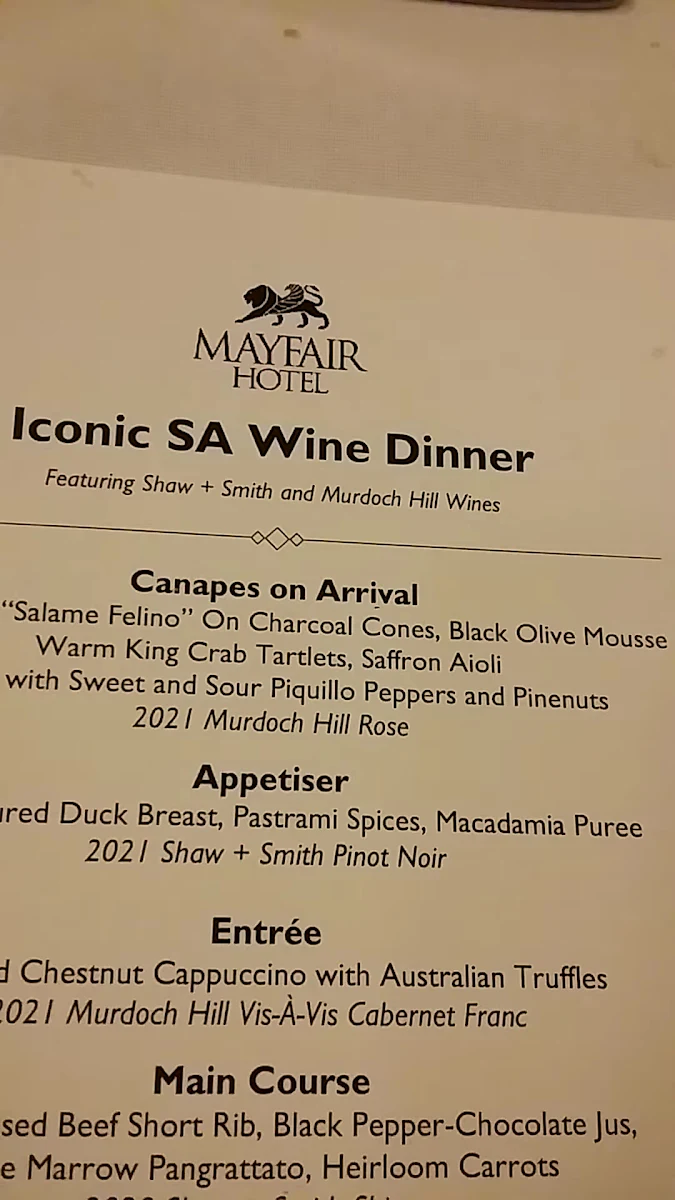Menu, Mayflower Restaurant