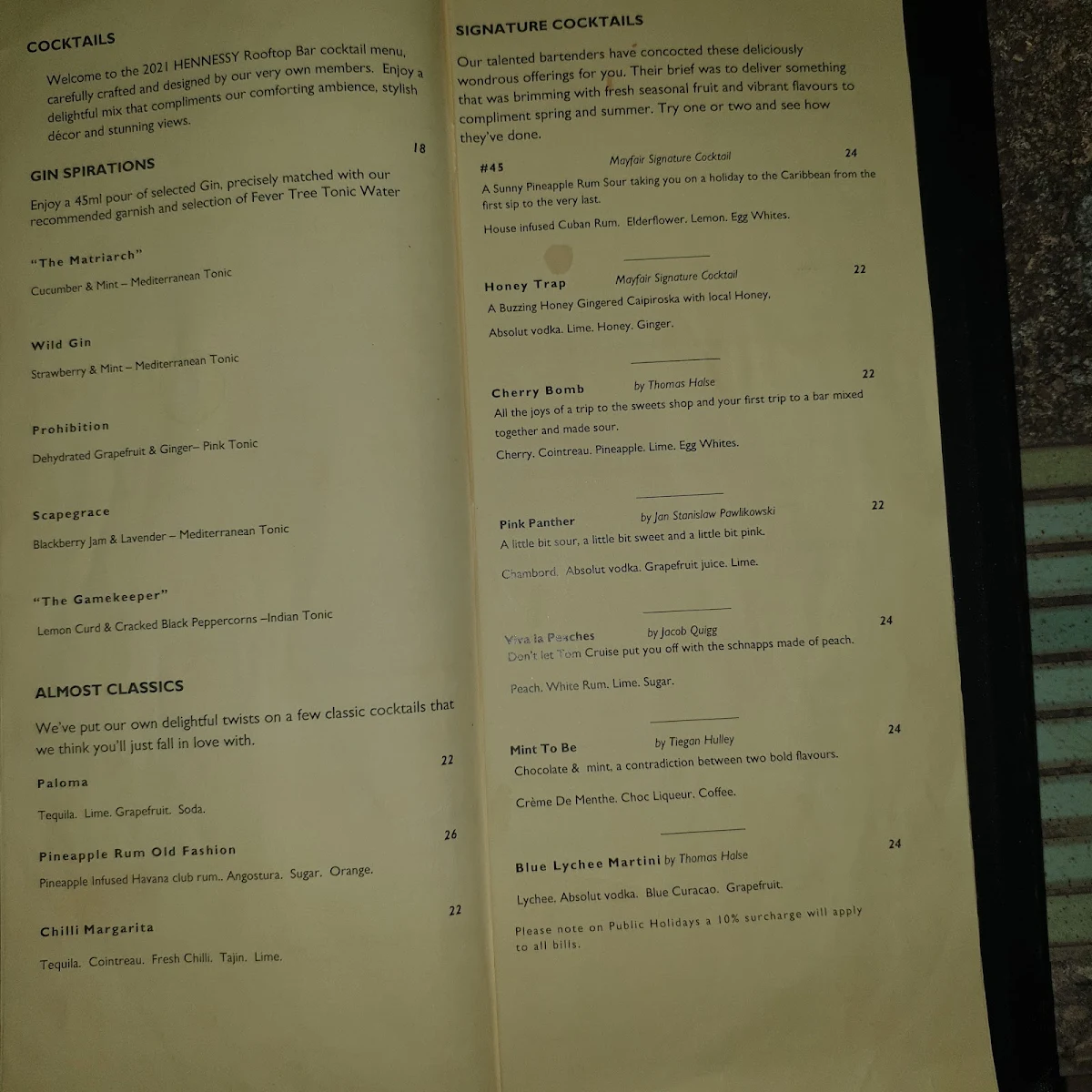 Menu, Mayflower Restaurant