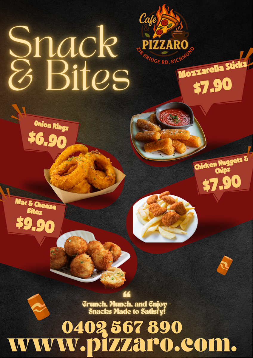 Menu, Cafe & Pizzaro