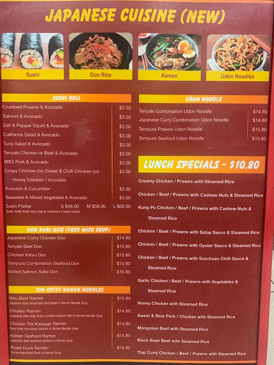 Menu, Dragon Magic Noodle House