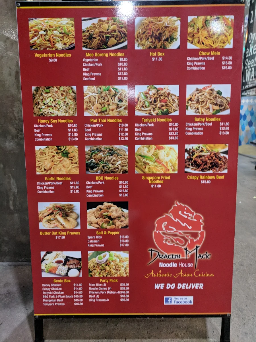 Menu, Dragon Magic Noodle House