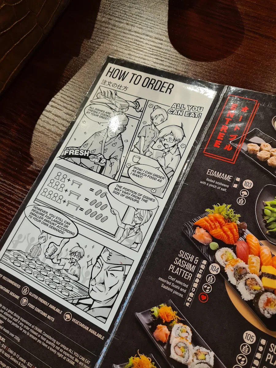 Menu, Okami Japanese Restaurant