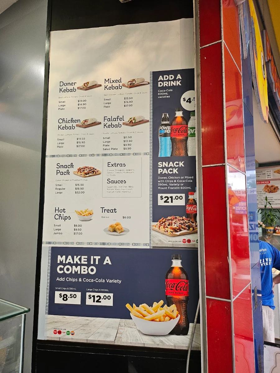 Menu, Kebab Royale Oxley