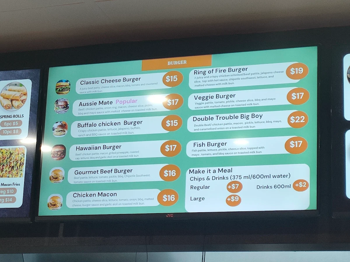 Menu, Kebab Royale Oxley