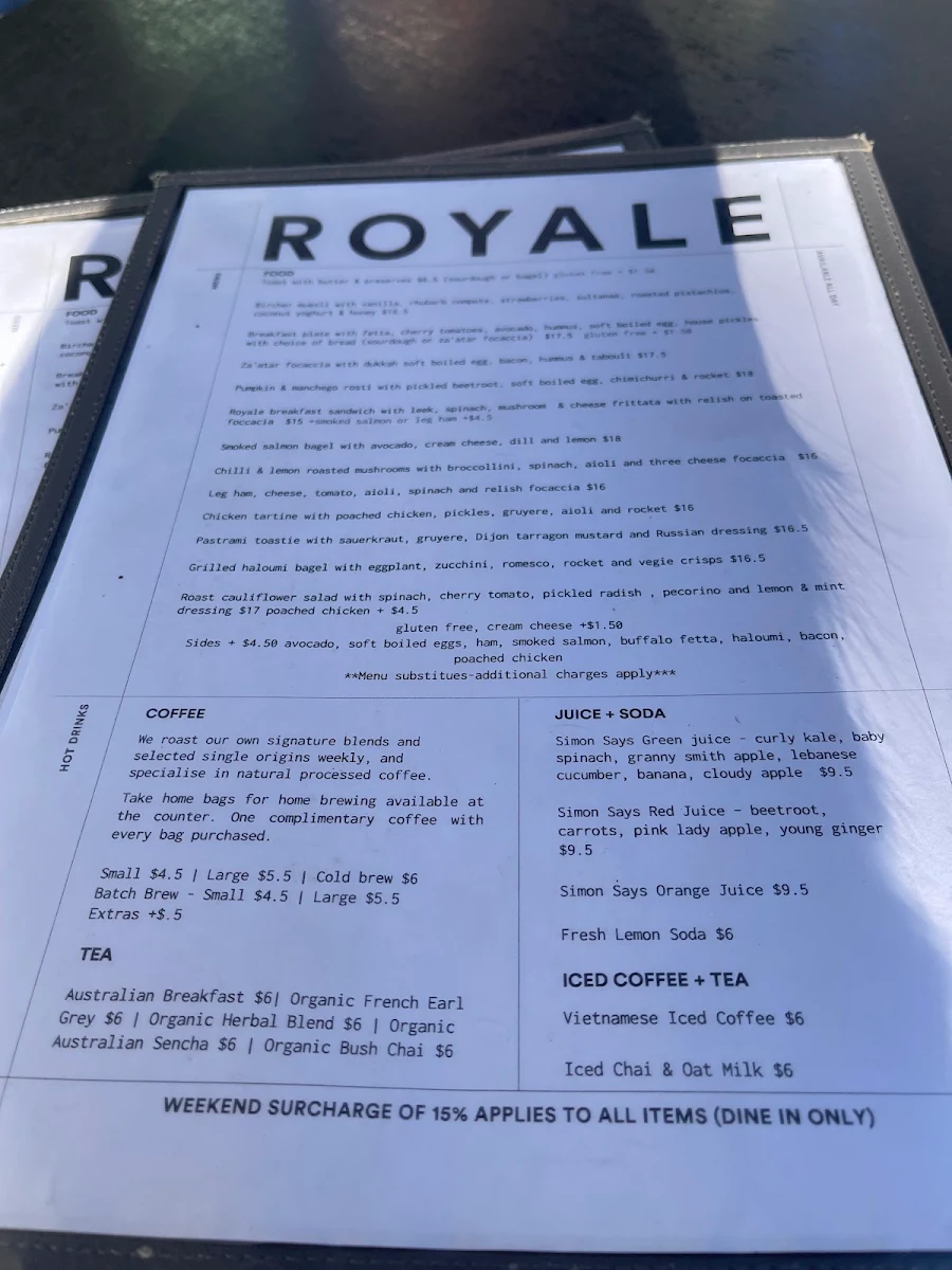 Menu, Society Royale