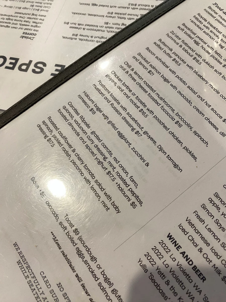 Menu, Society Royale