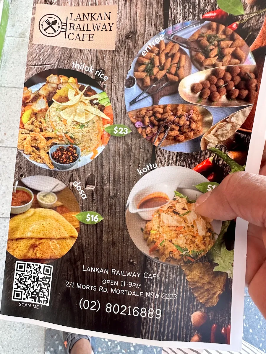 Menu, Lankan Railway Cafe