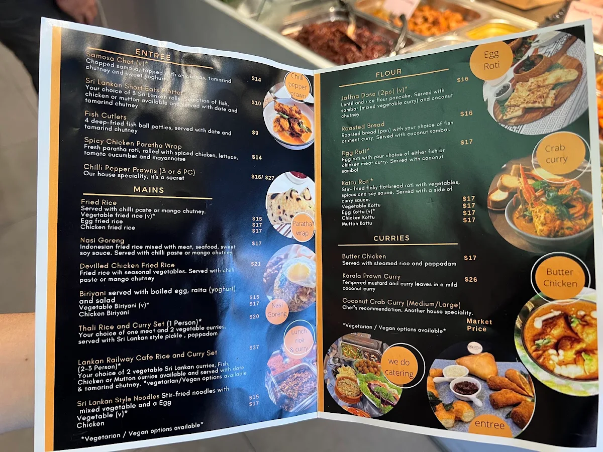 Menu, Lankan Railway Cafe