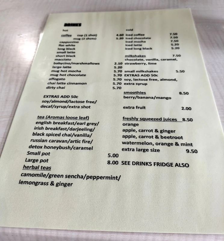 Menu, Forages Deli Cafe