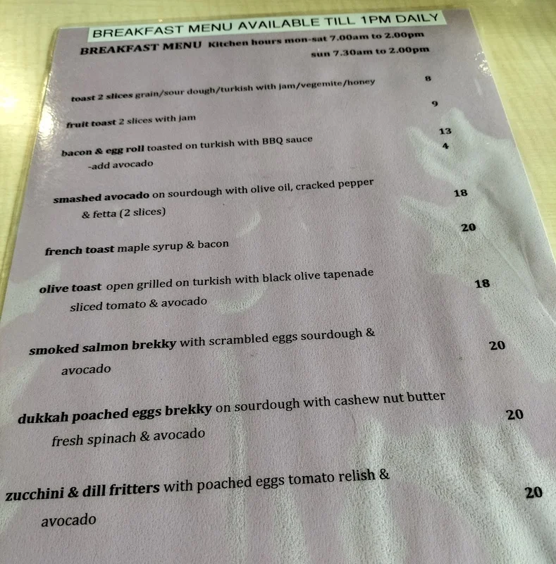 Menu, Forages Deli Cafe