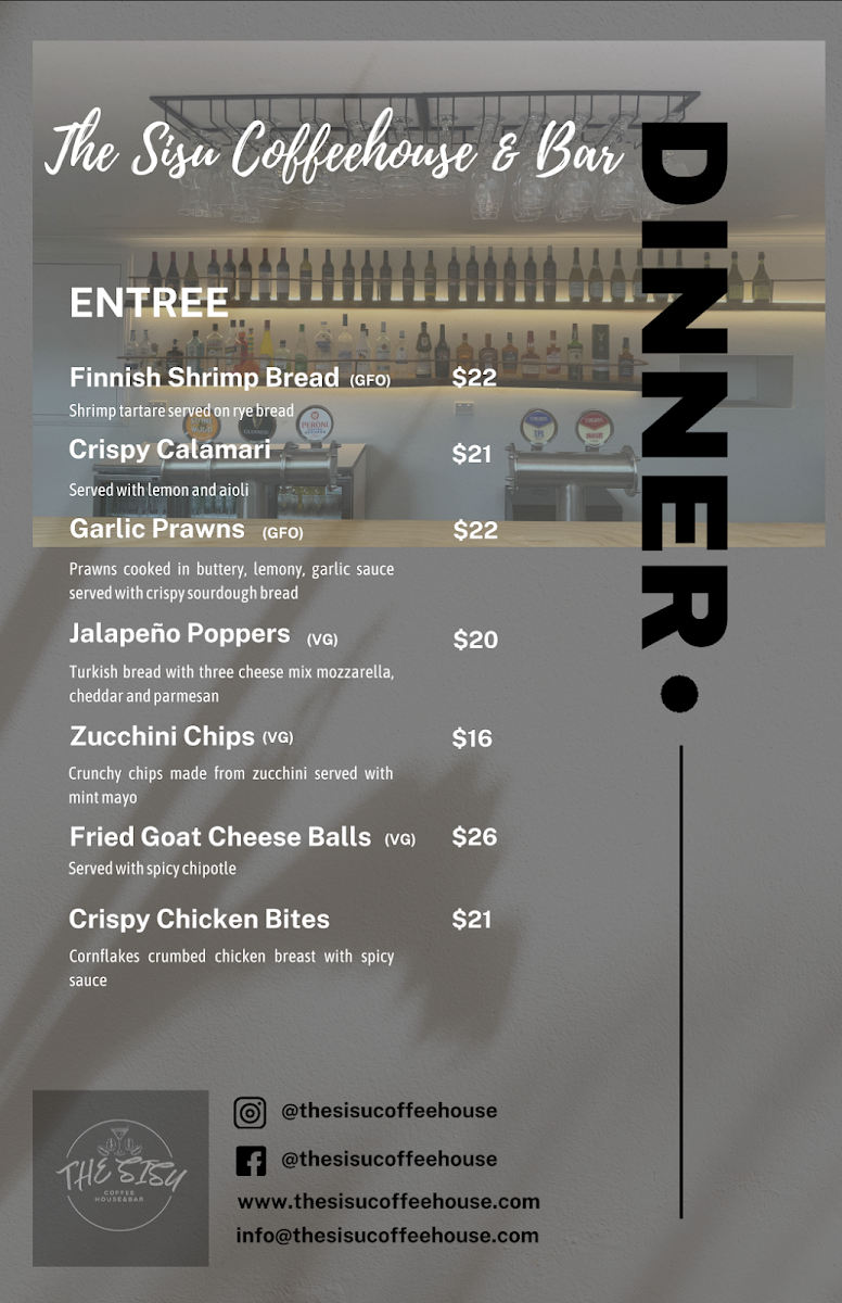 Menu, The Sisu Coffee House & Bar