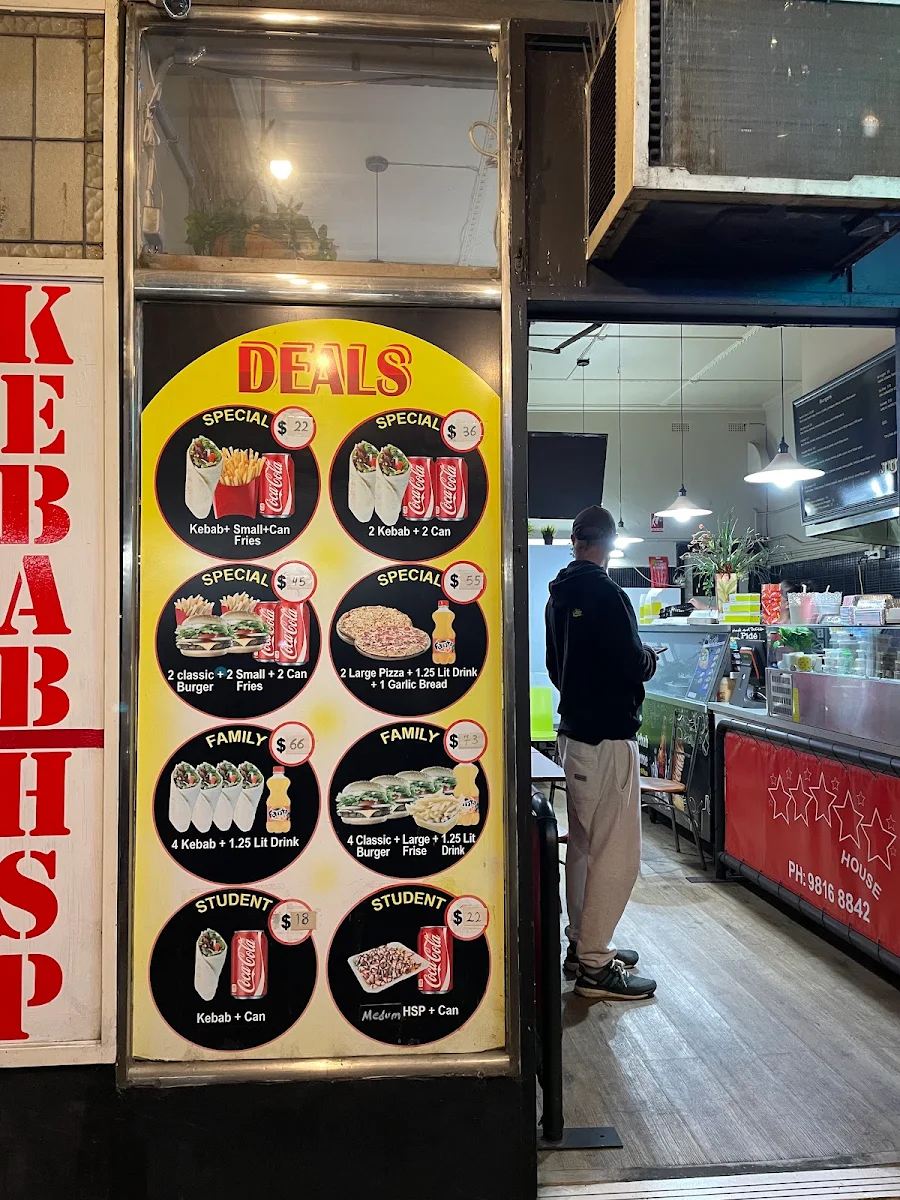 Menu, Kew Kebab House