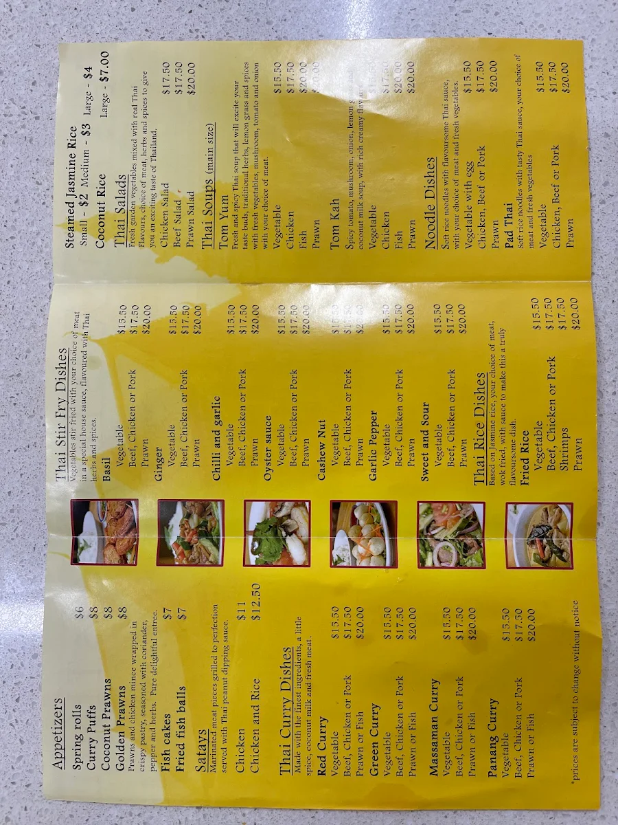 Menu, Nok's Thai @ Picnic Point