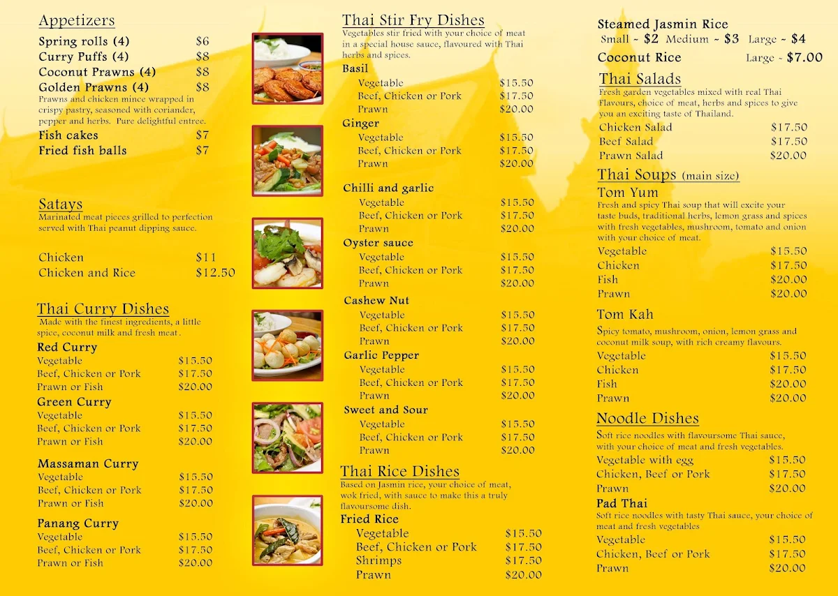 Menu, Nok's Thai @ Picnic Point