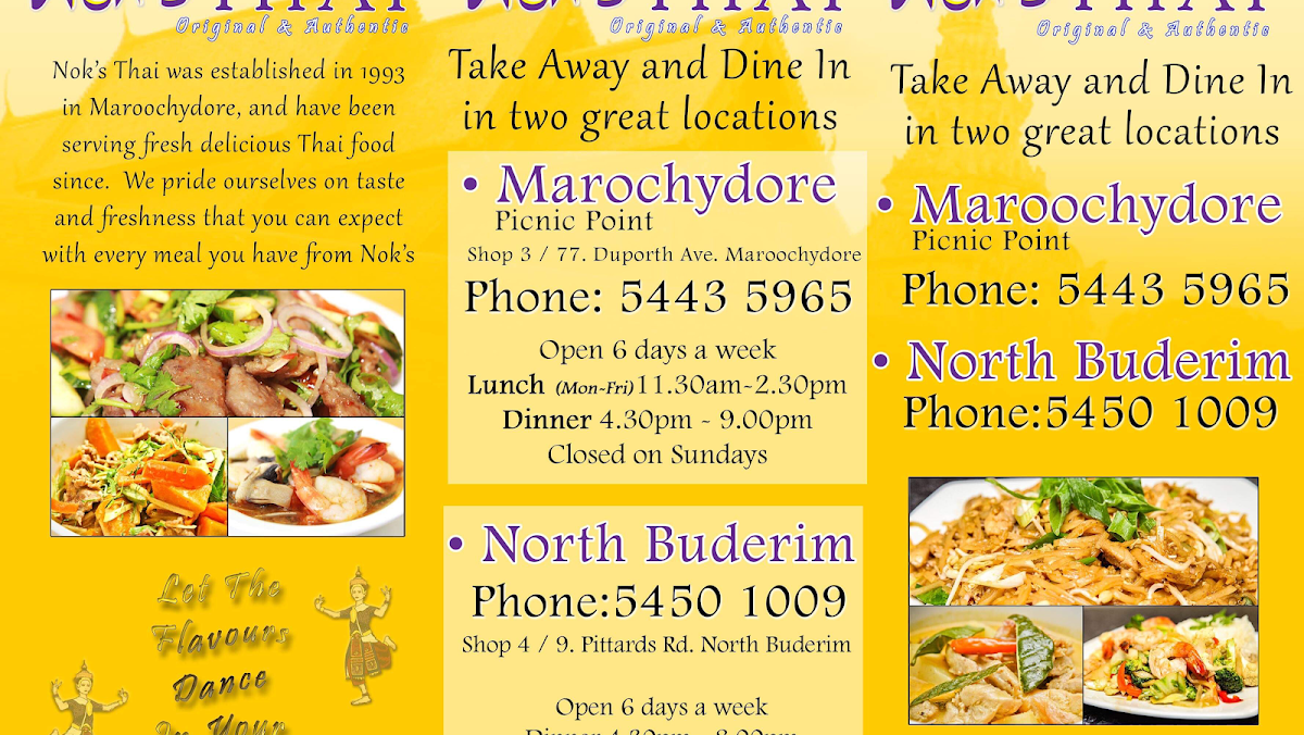 Menu, Nok's Thai @ Picnic Point