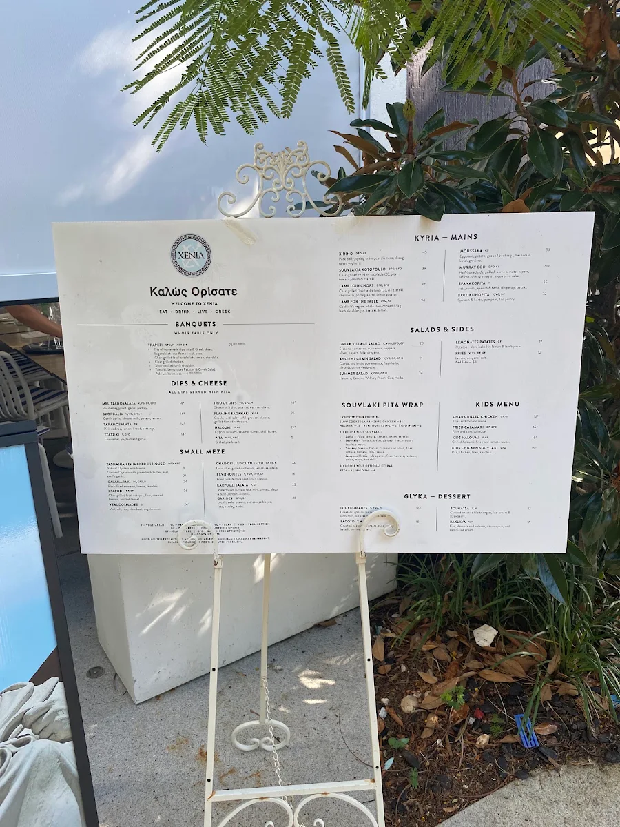 Menu, Xenia Main Beach