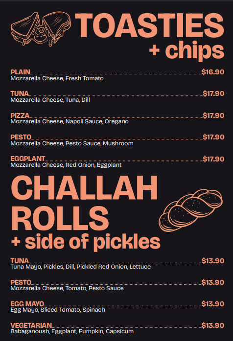 Menu, Papa's Pitstop