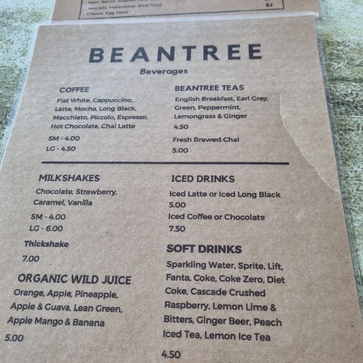 Menu, LILYS CAFE