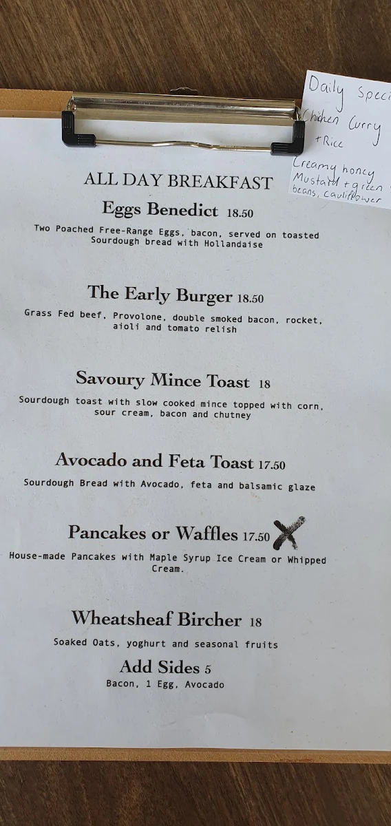 Menu, The Wheatsheaf Store