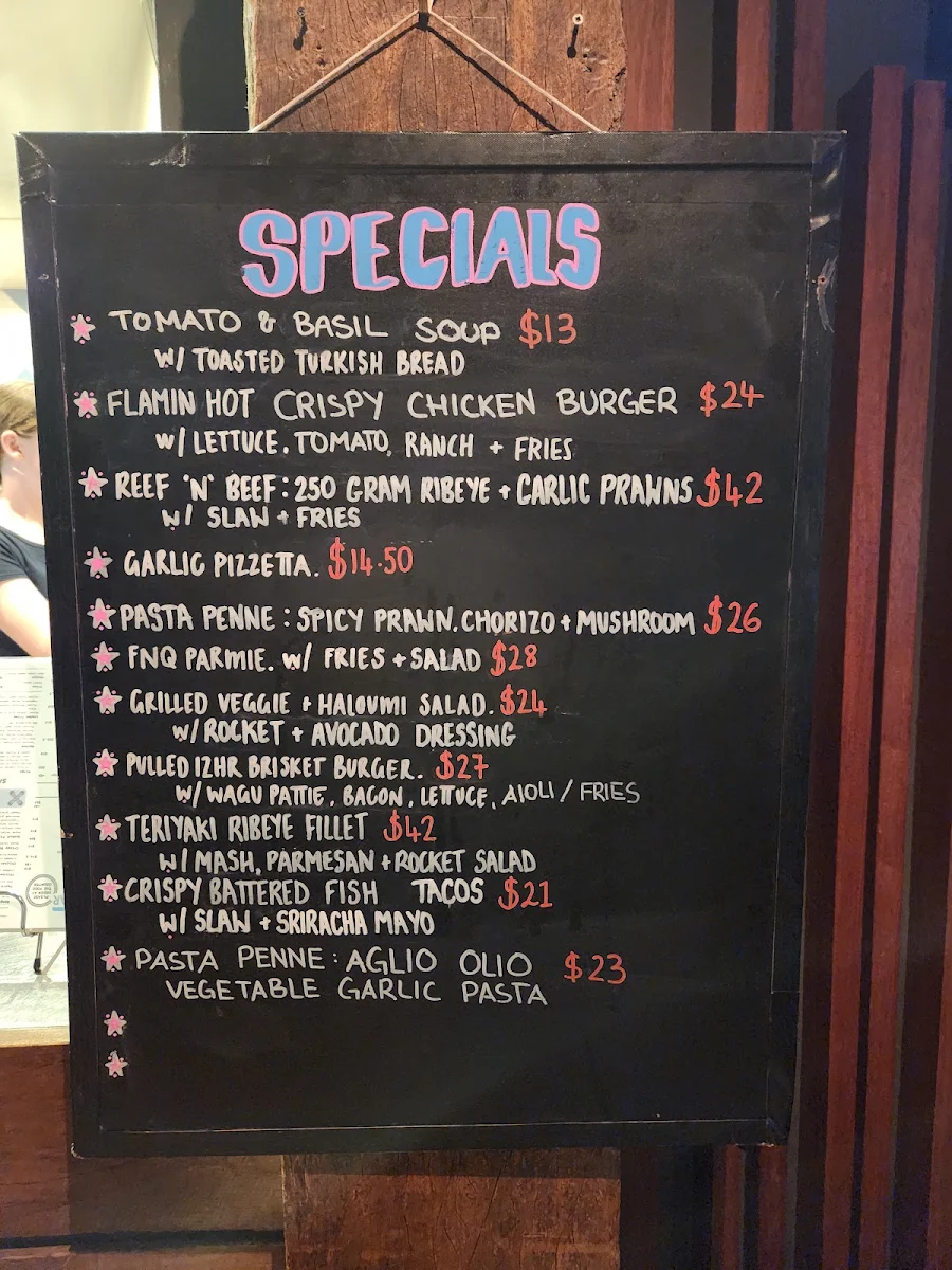 Menu, The Pier Bar