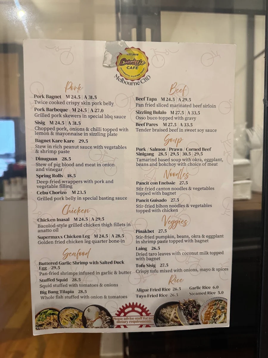 Menu, Enelssie Cafe CBD