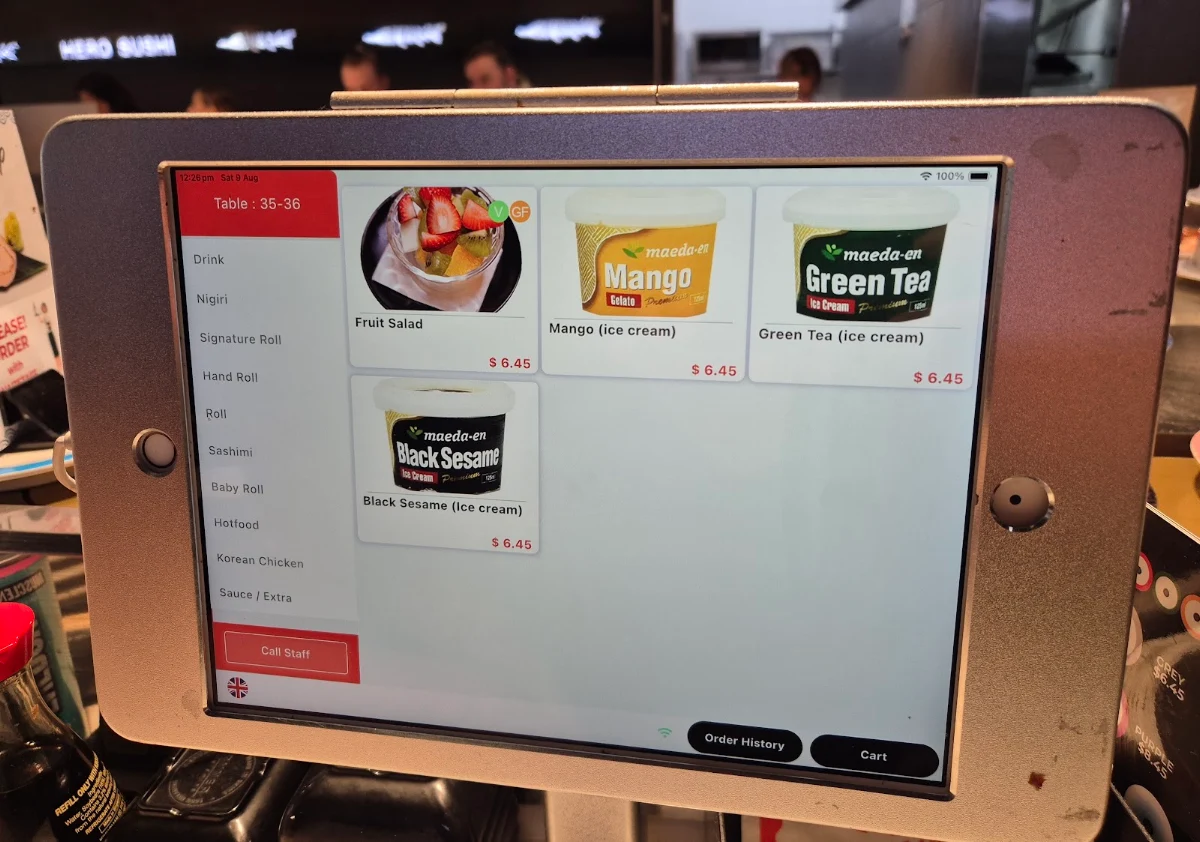 Menu, Hero Sushi