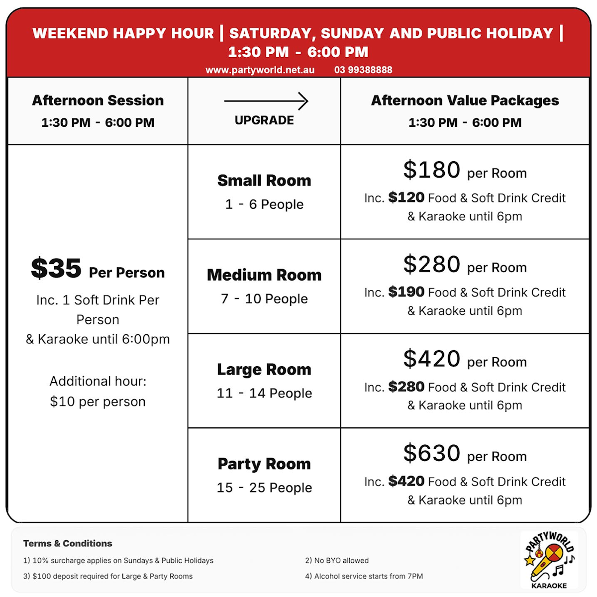 Menu, Partyworld Karaoke