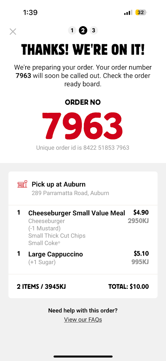 Menu, Hungry Jack's Burgers Auburn