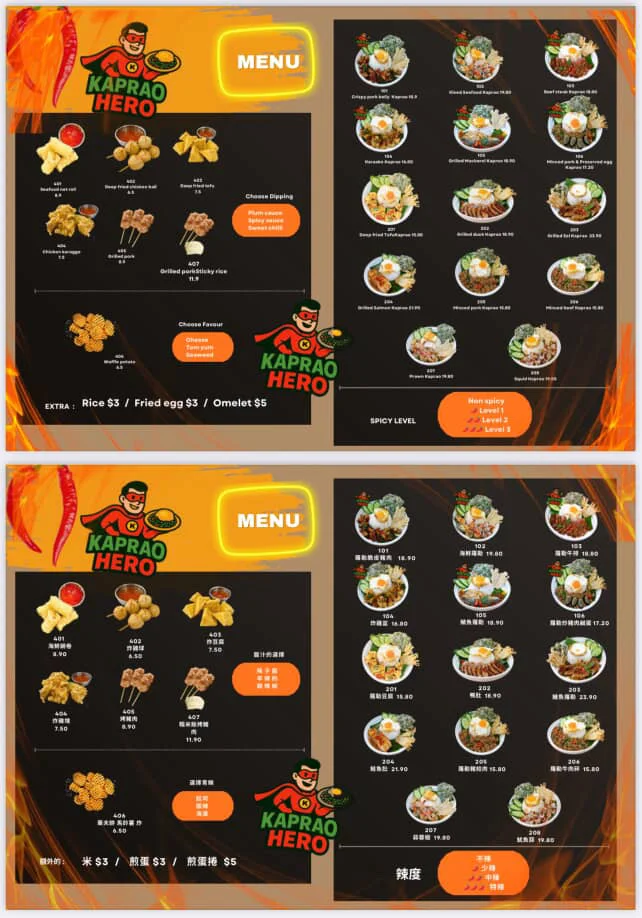 Menu, Hashtag Me X Kaprao Hero (Thai foods, dessert and beverage )
