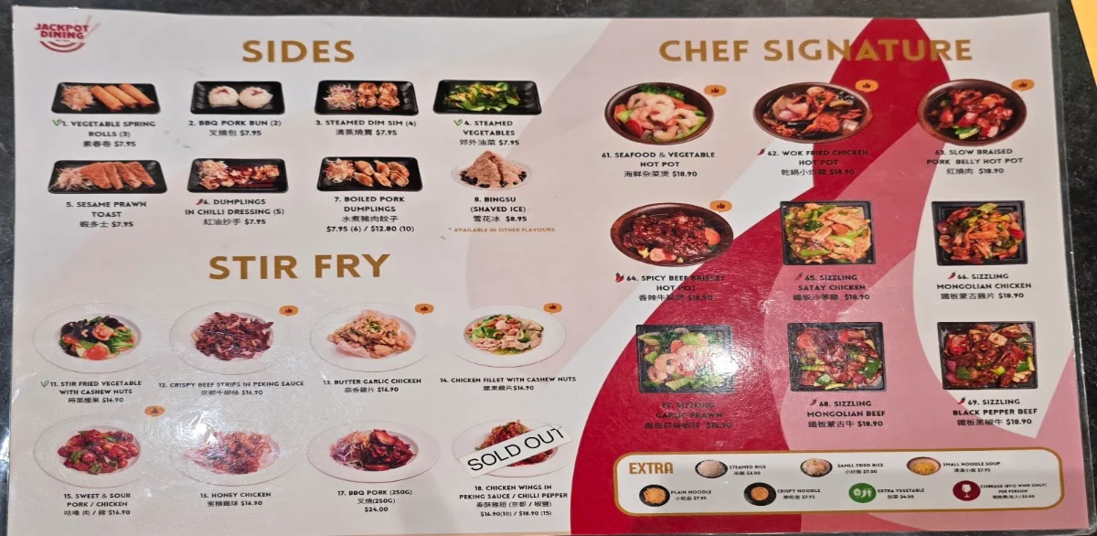 Menu, Jackpot Dining (Morayfield)