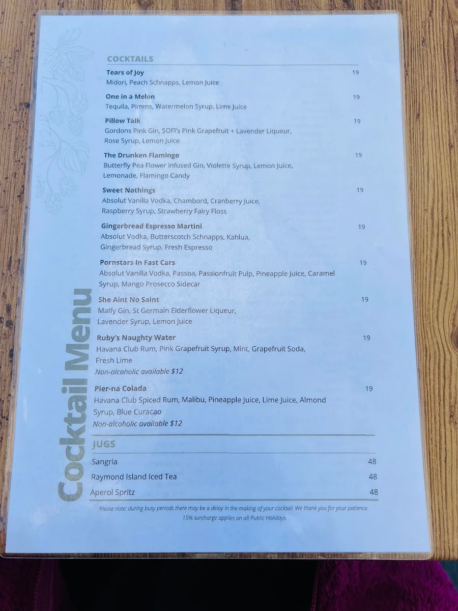 Menu, Pier 70 Bar & Restaurant