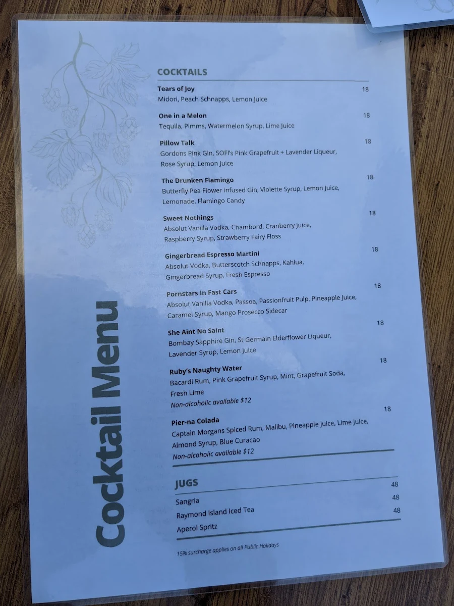 Menu, Pier 70 Bar & Restaurant