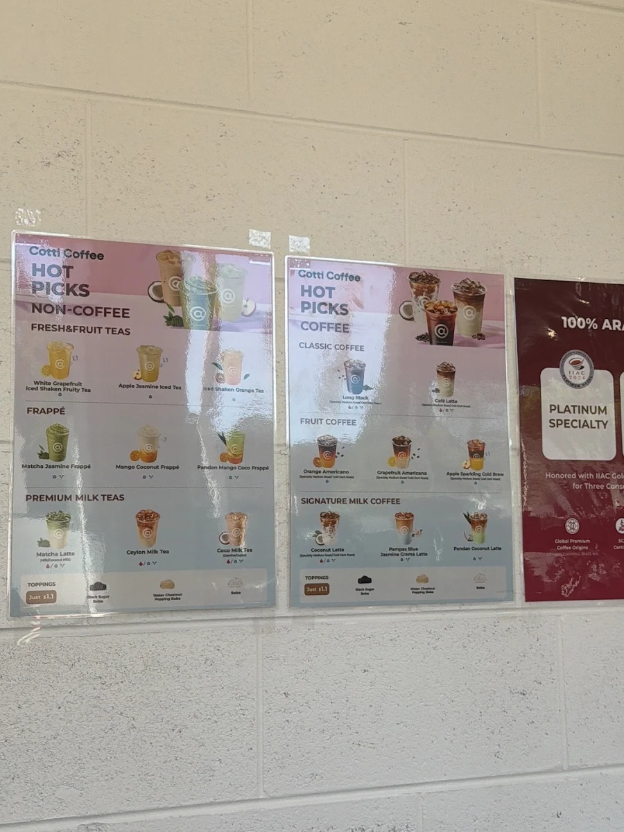 Menu, Cotti Coffee(Melbourne University)