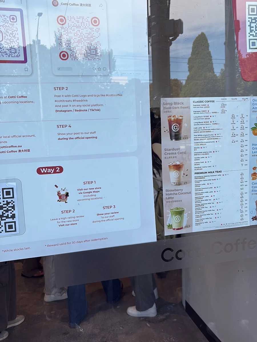Menu, Cotti Coffee(Melbourne University)