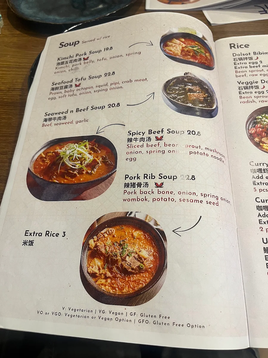 Menu, B ONE