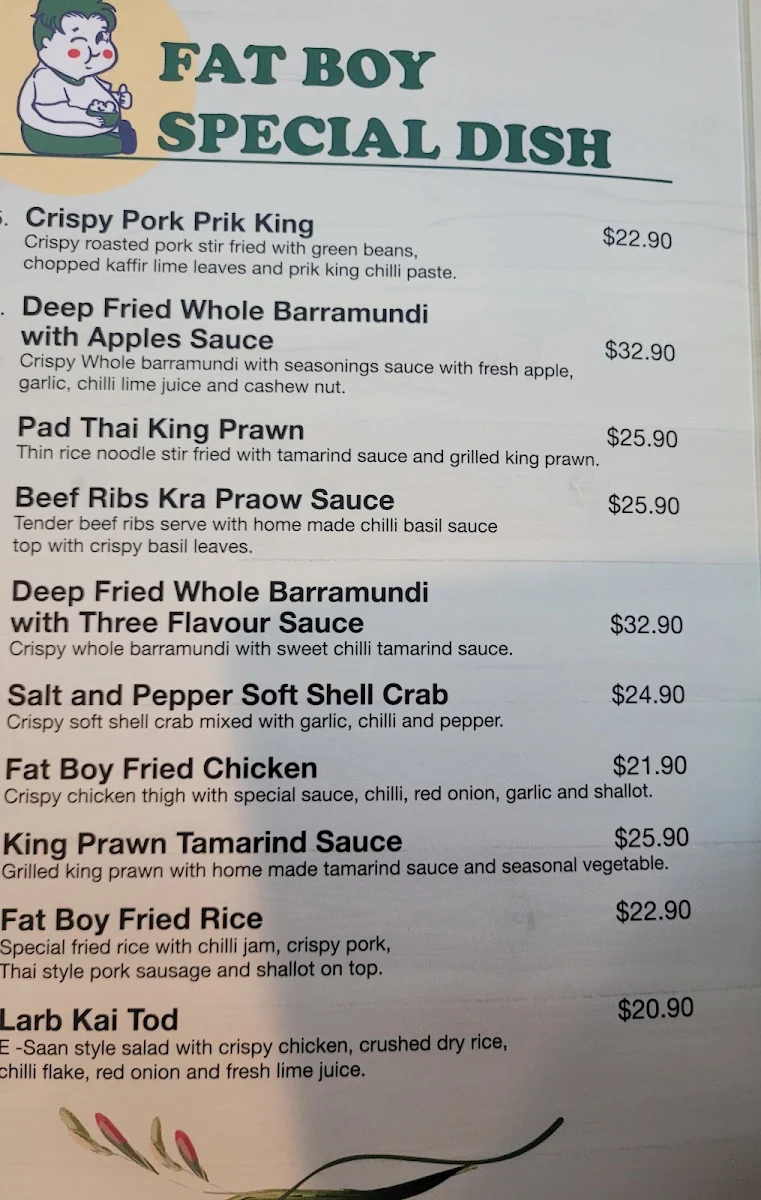 Menu, FAT BOY THAİ