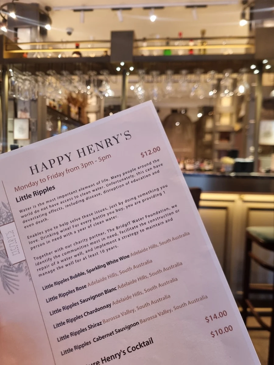 Menu, Henry's Bread & Wine