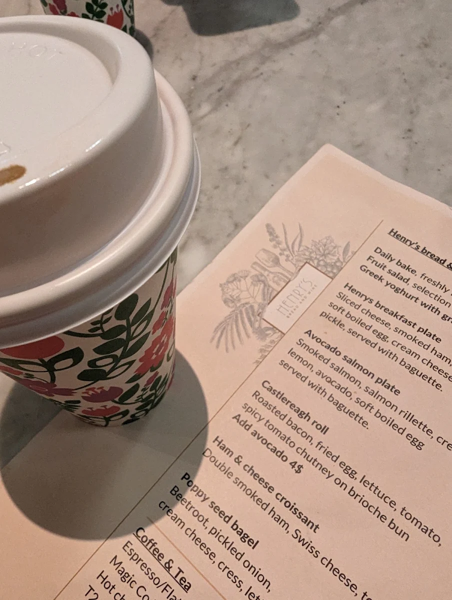 Menu, Henry's Bread & Wine
