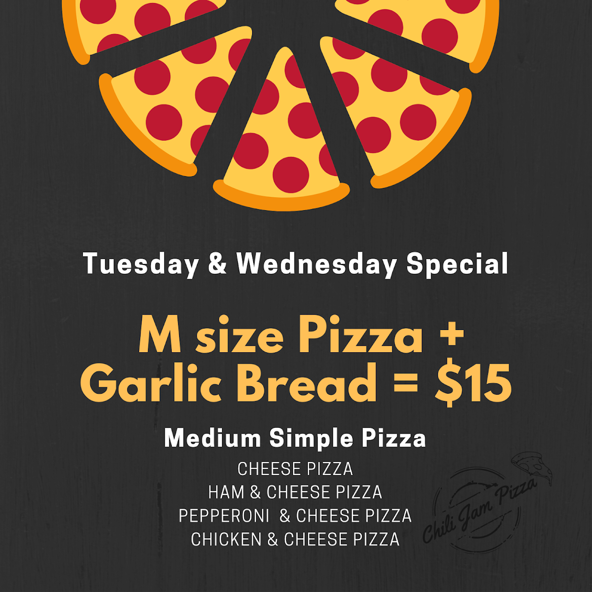 Menu, Chili Jam Pizza