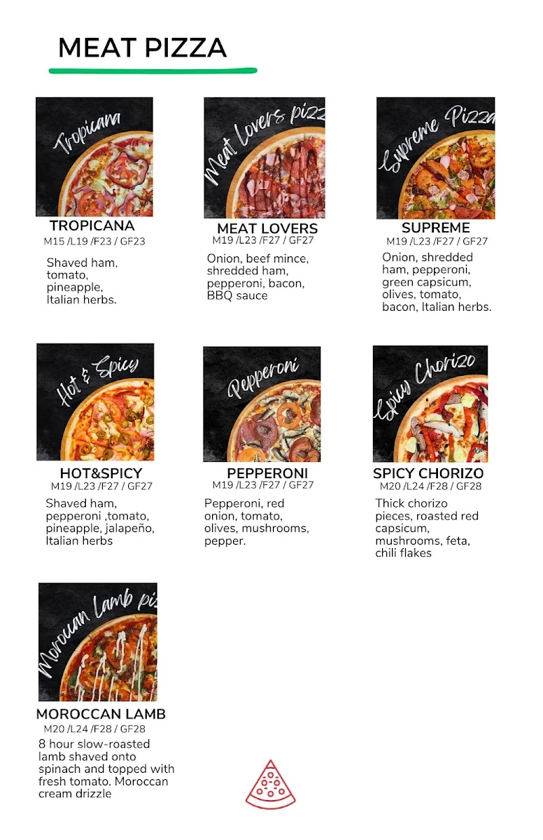 Menu, Chili Jam Pizza