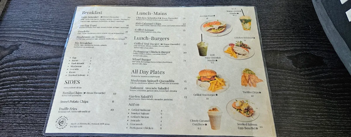 Menu, Wharf Cafe @Pyrmont